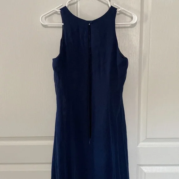 Evening Dress in gorgeous silk! Women’s sz 6 navy blue. Like new! Includes scarf - Picture 8 of 16